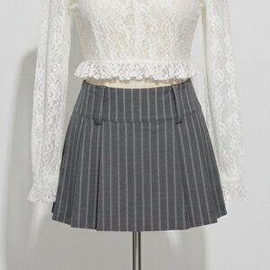 NEW Grey Pinstripe Micro Pleated Skort